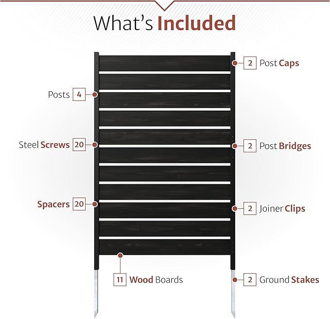 5ft H x 3.2ft W (1 Panel) No Dig Enclo Concord Charcoal Wood Privacy Screen, Great to Hide Trash Cans, Decorative Patio Screen, Outdoor Privacy Fence Panel, Air Conditioner Barrier, EC18049