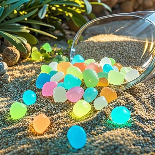 Glowing Pebbles for Garden Outdoor, Garden Glow Rocks, 4.4 Lbs | 1200PCS garden glow rocks, non-toxic for hours of steady glow, perfect for landscaping, patio,fish tank and garden decoration