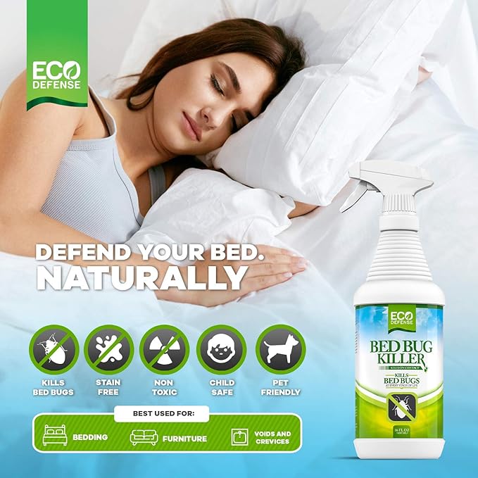 Eco Defense Bed Bug Killer - Bed Bug Spray & Dust Mite Spray - Natural Treatment - 16 Oz (Pack of 2)