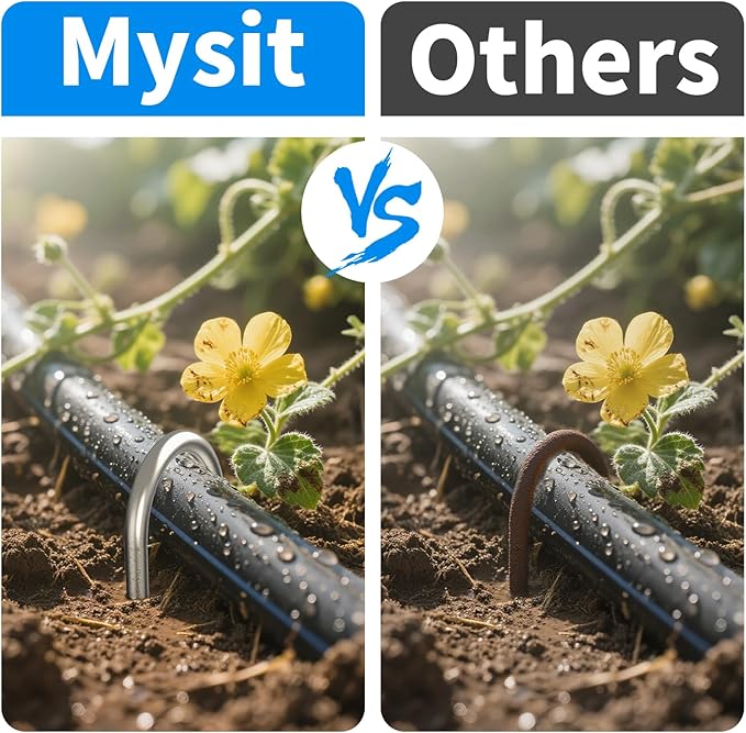 MySit 12 Inch 12 Pack Heavy Duty U Shaped Garden Stakes, 11 Gauge Galvanized Fence Stakes Landscape Staples Metal Yard Stakes for Ground, Drip Hose, Inflatables, Outdoor Decorations