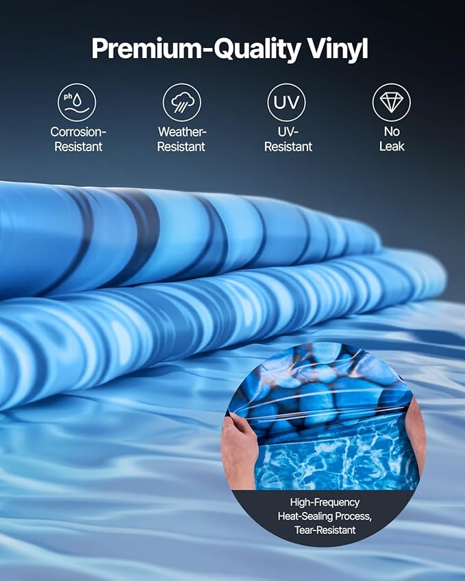 VEVOR 8-ft Round Above Ground Pool Liner, Overlap Pool Liners, Standard Gauge Vinyl, 48-to-54inch Wall Height, Designed for Steel Sided Above-Ground Swimming Pools