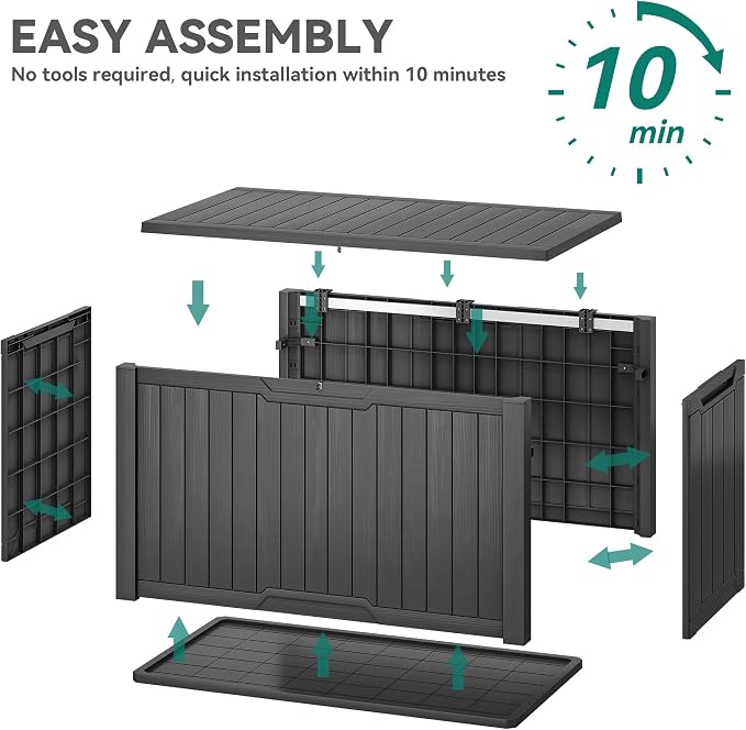 YITAHOME XXL 240 Gallon Large Outdoor Storage Deck Box for Patio Furniture, Outdoor Cushions, Garden Tools and Sports/Pools Equipment, Weather Resistant Resin, Lockable (Dark Gray)