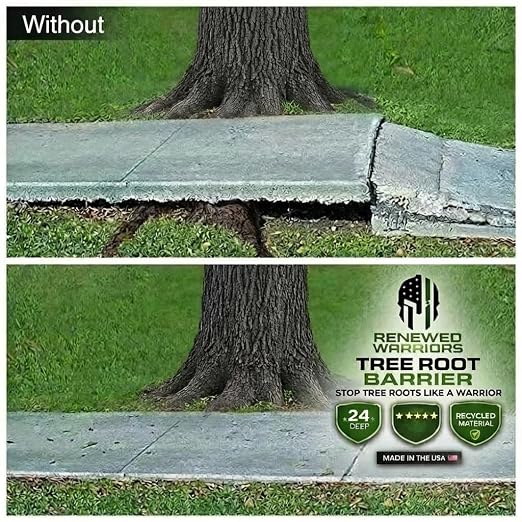 Tree Root Barrier Roll, HDPE Plastic Root Barrier Shield for Trees Aspens Invasive Roots, Puncture Resistant Easy Install Landscape Barrier for Yard Garden 18inx50Ft - 62.5mil