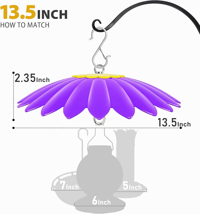 13.5 inch Rain Guard for Bird Feeder,Hummingbird Feeder Shade Dome Cover,Umbrella Cover for Bird House for Outdoor,Squirrel Baffle(Purple) 2 Pack