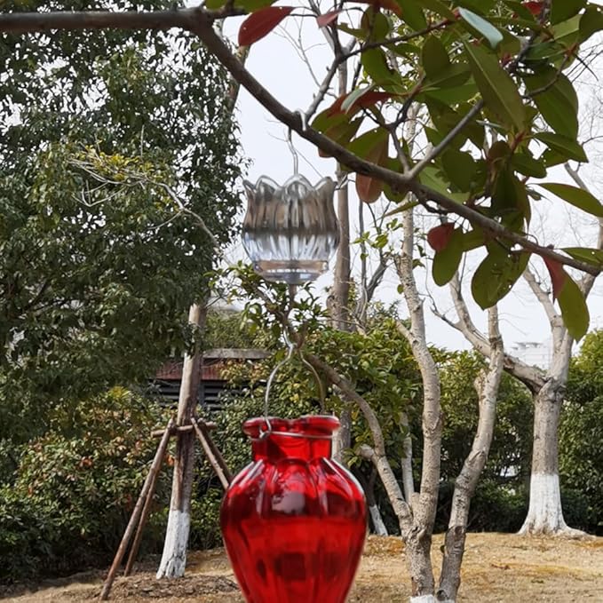Glass Ant Moat for Hummingbird Feeder - 3 OZ Tulip Insect Guard with Large Capacity (Black)