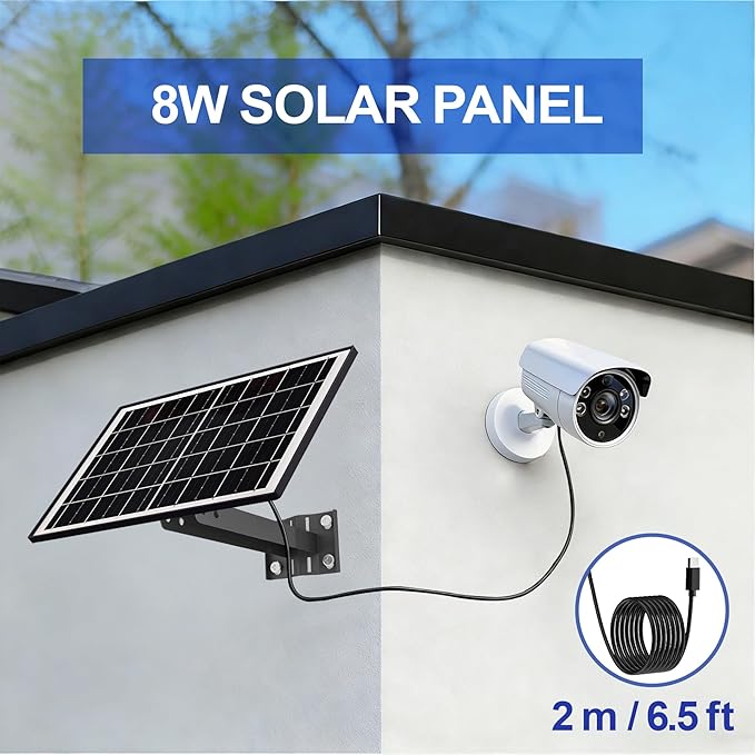 Eco-friendly 8W 5V Monocrystalline Solar Panel, Type-C Interface, IP66 Waterproof, 6.5-foot Cable, High Conversion Rate, Compatible with Various Electronic Devices