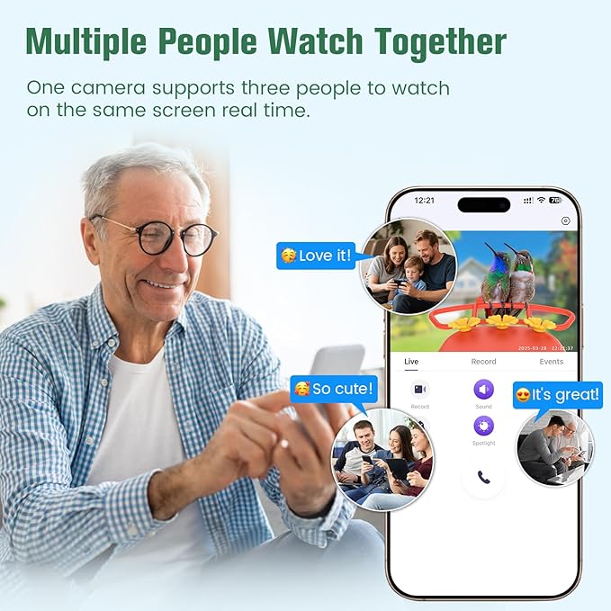 2.5K Hummingbird Feeder with Camera, Wireless Smart Bird Feeders for Outdoors, 2.4Ghz WiFi, AI Bird Identify, Instant Notification, Include 32GB SD Card, Ant Moat & Bee-Proof (Red)