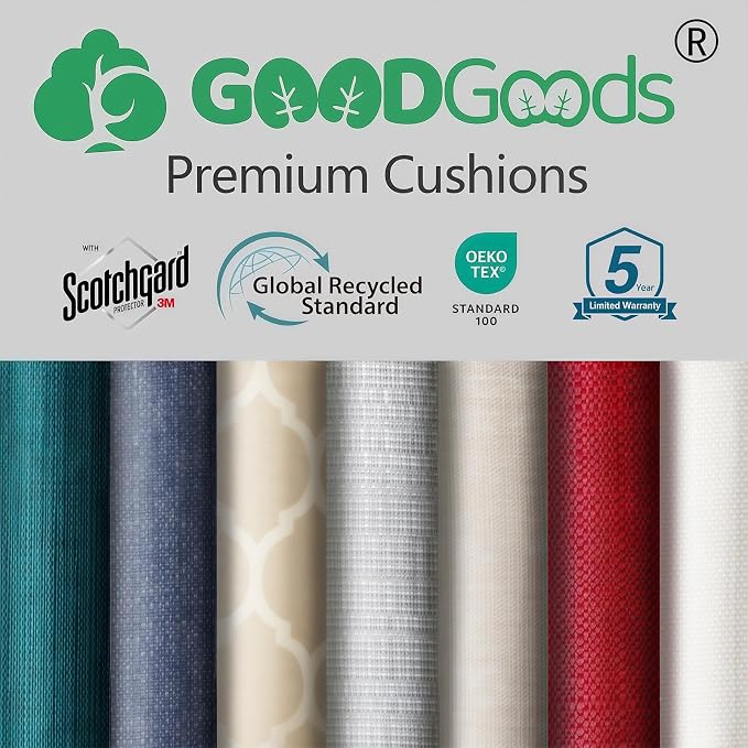 Goodgoods 24 x 24 Outdoor Patio Deep Seat Cushions 2-Pack, 1000+ Hours Fade-Resistant & Water-Resistant Outdoor Furniture Chair Cushions with 30D High-Resilience Foam for Sofa Chair, Stone Gray