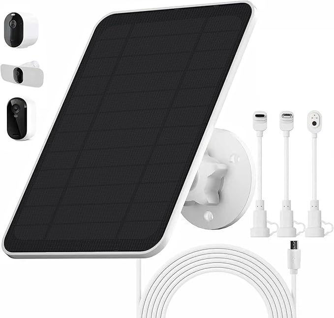 Solar Panel Charger for Arlo Essential Series,Go 2,Pro 6XL/6/5S/3,Ultra Series,Wireless Floodlights Camera,Solar Panel with Battery for Arlo Camera,9.8ft Cable,Adjustable Mount,Weatherproof