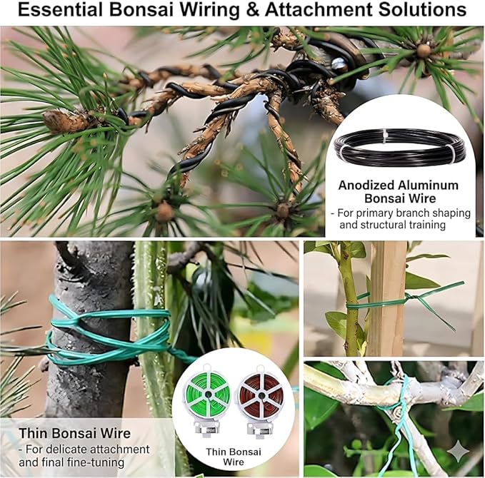Bonsai Tools Set, 20-Piece Bonsai Tools Set with Waterproof Repotting Mat, Pruning Shears, Scissors & Training Wire - Indoor Gardening Starter Gifts for Women, Men & Beginners