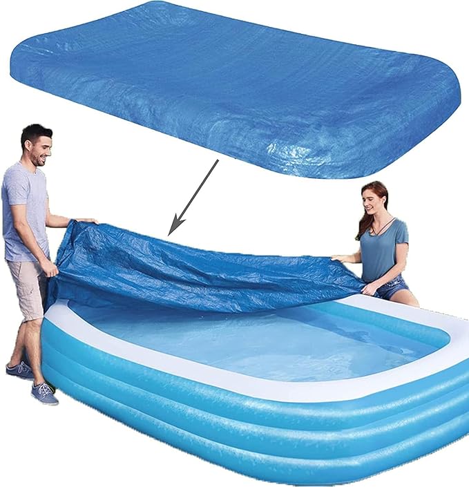 Rectangular Pool Cover, Fits 120 in x 72 in Inflatable Swimming Pool, Above Ground Pool Covers, Inflatable Pool Cover for Outdoor Paddling Family Pools (Swimming Pool Cover)