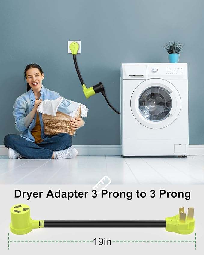 STW 10/3 AWG 1.5FT 3 Prong Dryer Adapter - NEMA 10-50P Male to 10-30R Female, 50/30 Amp RV EV Generator Stove Plug Adapter (125/250V)