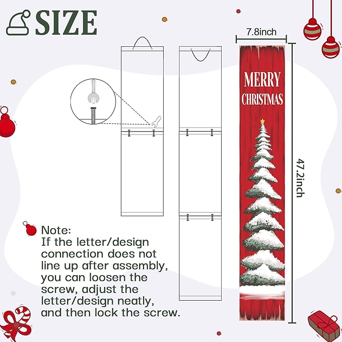 Christmas Porch Sign Christmas Tree Welcome Sign For Front Porch Xmas Snow Red wood grain Home Decor Indoor Outdoor Wooden Vertical Sign For Patio Front Door Porch Wall Yard