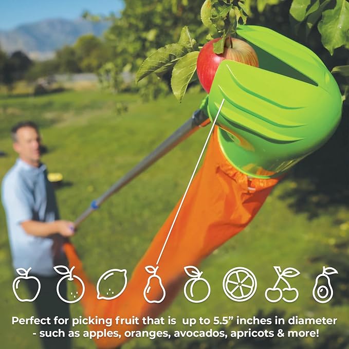 Easy Pickins EP-FH-1 Fruit Picker Basket with Funnel, Green