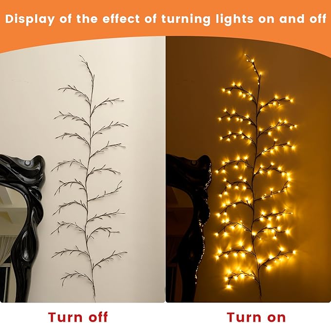 2Pcs Enchanted Willow Vine Lights with Remote, 18 Branches 144 LEDs Lighted Willow Vine for Wall Decor, Indoor Christmas Swags Decorations for Bedroom, Living Room & Home Decor