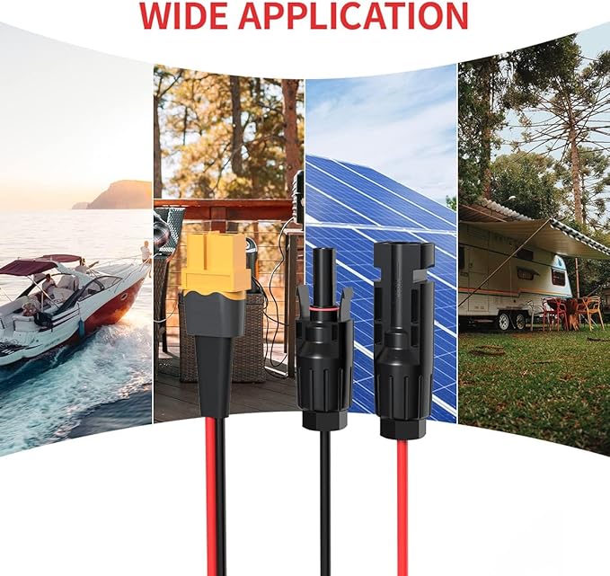 ELFCULB 12AWG 100FT XT60 Solar Cable 2 6 10 25 35 50 75 100FT XT60 Extension Cable Solar Panel Connector to XT60 Connector for Portable Power Station