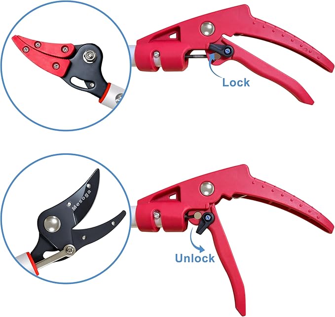 Tree Pruner, 3.3 FT Long Reach Pruner with SK5 Steel Blade, Aluminum Pole Tree Trimmer, Fruit Picking Tool, Bypass Pruner