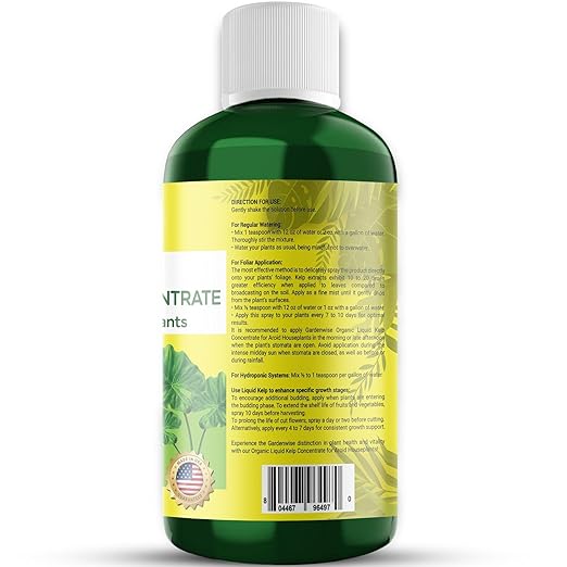 GARDENWISE Organic Premium Seaweed Fertilizer - Liquid Kelp Plant Food for Aroid Houseplants: Monstera, Philodendron, Pothos, ZZ Plant, Dieffenbachia, Alocasia, Caladium (32 OZ)