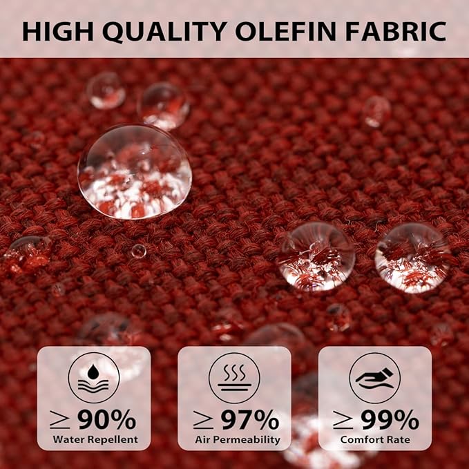 Sundale Outdoor Olefin Chaise Lounge Cushion Set of 2, Water-Resistant Patio Lounge Chair Cushion, Thick Lounger Pad with 4 Straps Red, 80 x 26 x 4 Inches
