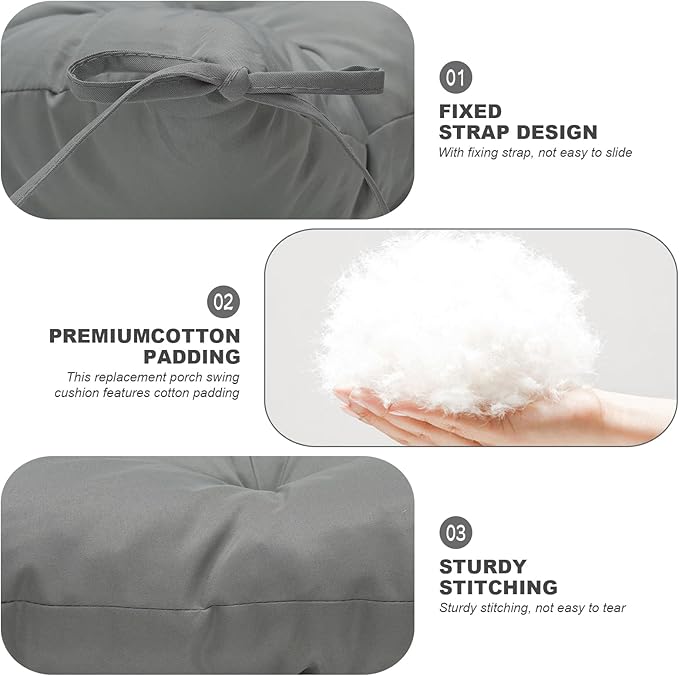 Porch Swing Cushions,Outdoor Cushions 3 Seater Replacement with Backrest, Waterproof Thickened Bench Cushion with Ties for Porch, Patio,Outdoor, Backyard and Garden (Light Gray 40 * 40 in)