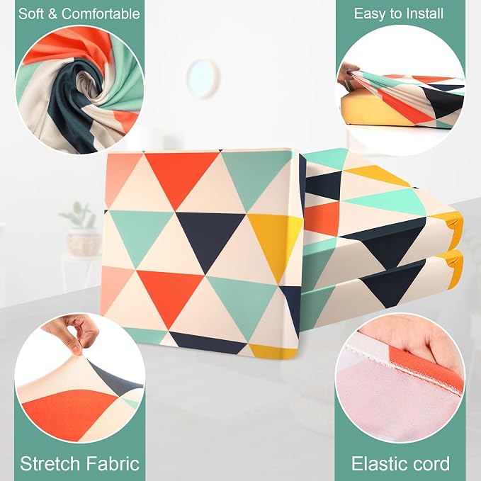 Newwiee 12 Pcs Patio Cushion Covers Outdoor Stretch Sofa Couch Cover Replacement Couch Slipcover Sofa Seat Chair Porch Patio Furniture Protector, Flexibility Washable(Multicolor,Geometric)