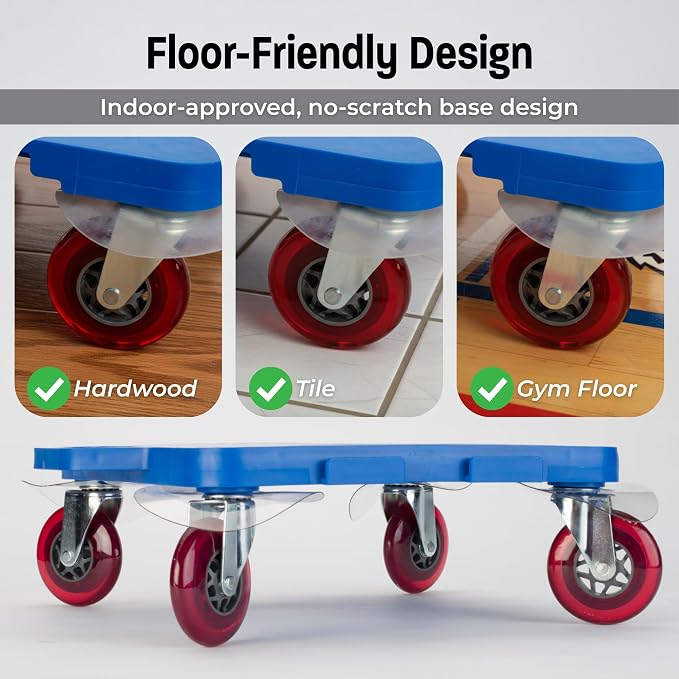 Cosom Scooter Board, 16 Inch Premium Sit & Scoot Board with 4 Inch Non-Marring Performance Wheels, Double Race Bearings, & Safety Handles, Physical Education Class Equipment