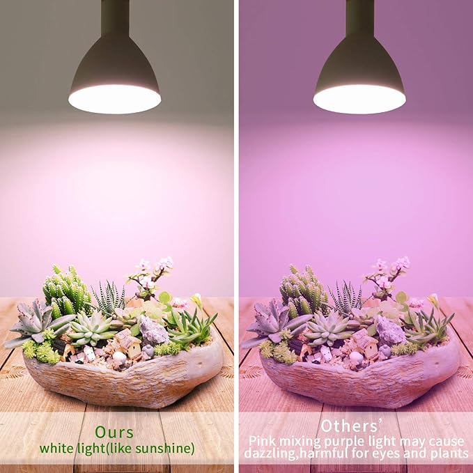LED Grow Light Bulbs, Sun Mode Auto Dimming, 4500K, A19/A60 E26/E27 9W Full Spectrum Grow Bulbs for Indoor Plants, 2 Pack