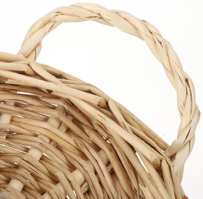 Rattan Woven Hanging Basket 9X7X3.5 Inch Wall Planter for Indoor Outdoor Use Wicker Wall Basket for Plants and Artificial Flowers Decorative Storage Organizer