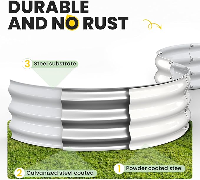 Pattiumo Galvanized Raised Garden Bed 4×4×1 FT, Round Metal Raised Garden Bed Outdoor Planter Box with Open Bottom, Rust-Resistant Steel Garden Bed for Vegetables Herbs Flowers, Easy Assembly