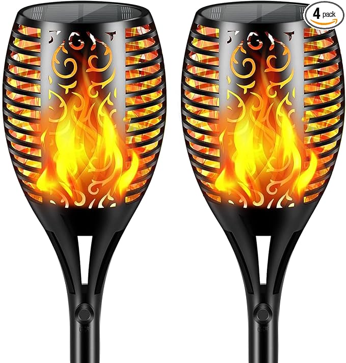 Solar Lights Outdoor 99 LED Higher & Larger Flickering Flame Solar Torch Light 43" Waterproof Outdoor Lighting Solar Powered Pathway Lights Christmas Decorations for Garden Patio Yard (2pack)