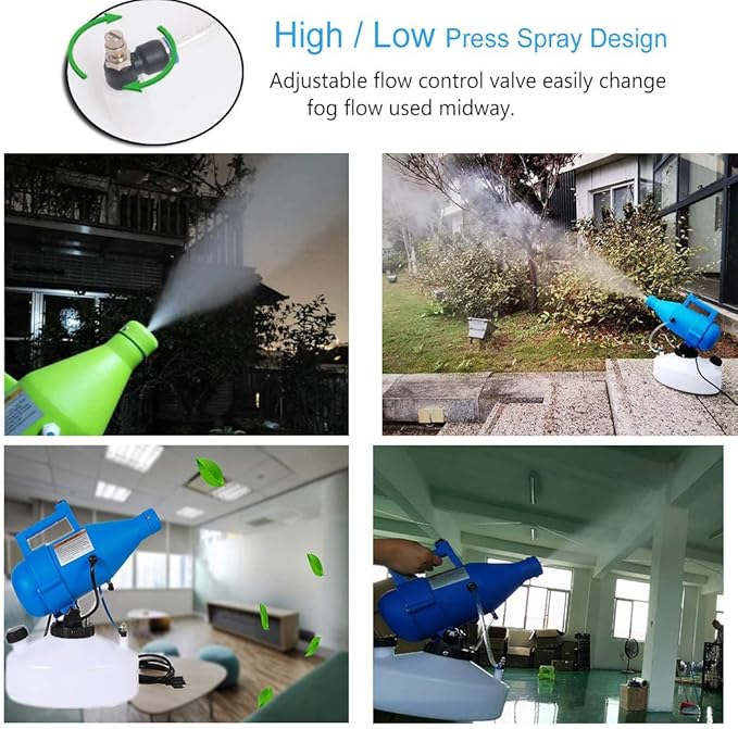 Electric ULV Portable Fogger Sprayer Machine 4.5L (1.2 Gallon) Cold Fogger Machine Spraying Distance 30ft for Home, Hotel, Church, School, Yard