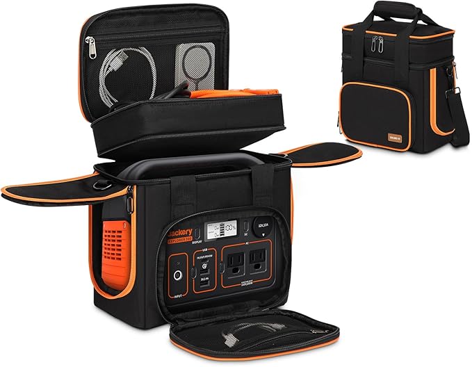 Portable Carrying Case Compatible with Jackery Explorer 300/300 plus/240/240 v2/290/160, Flip-top Design, Double-Layer Soft Power Station Storage Bag for Accessories/Charging Cable/Solar Generator