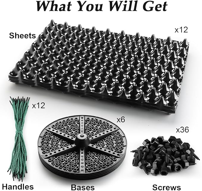RooTrimmer Air Pruning Planters 5 Gallon 6-Pack, Sturdy Plastic Roots Control Planter Container for Fruit Vegetable Garden Orchard, Size 12"x12",Black