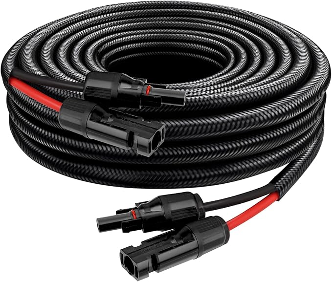 XRDS -RF Solar Panel Cable 10FT, 10AWG Solar Extension Cable with Male & Female Solar Connectors, Flame-Retardant Protective Sleeving Solar Cable, Weatherproof PV Wire for Solar Panel Connection