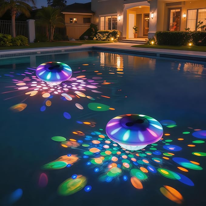 Godferyxin Floating Pool Lights for Night Party, 2 Pack 4000mAh– Color-Changing LED Pool Floats, Waterproof Lanterns for Swimming Pool, Pond, or Backyard Decoration