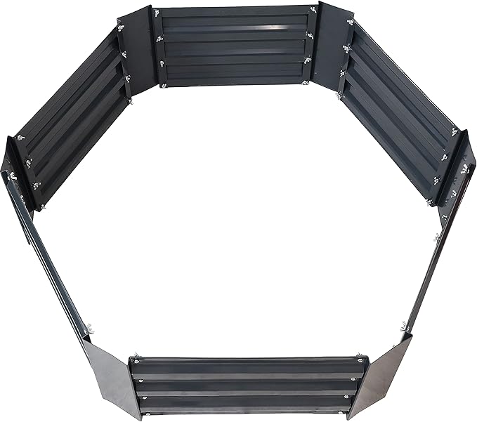 Sunnydaze Galvanized Raised Garden Bed Kit - 4x3x1 ft Outdoor Raised Garden Bed - Metal Planter Box for Vegetables, Flowers, Herbs - Dark Gray - Hexagon