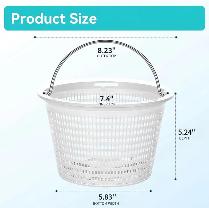 2-Pack Weighted Pool Skimmer Basket for Inground Pools, Heavy Duty Filter Basket with 316 Stainless Steel Handle, Replacement for Hayward SP1070/SP1070E & Pentair U-3