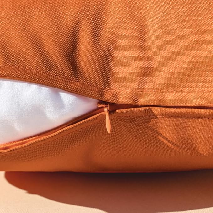 MIULEE Pack of 2 Decorative Outdoor Waterproof Pillow Covers Square Garden Cushion Sham Throw Pillowcase Shell for Fall Patio Tent Couch 16x16 Inch Burnt Orange
