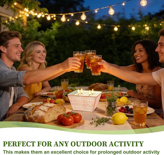 Citronella Candles Outdoor –Large Citronella Candle 30oz 4 Wicks 180-Hour Burn Time, Outdoor Candles for Patio, Backyard, Home, Balcony, Camping, Emergency & Survival
