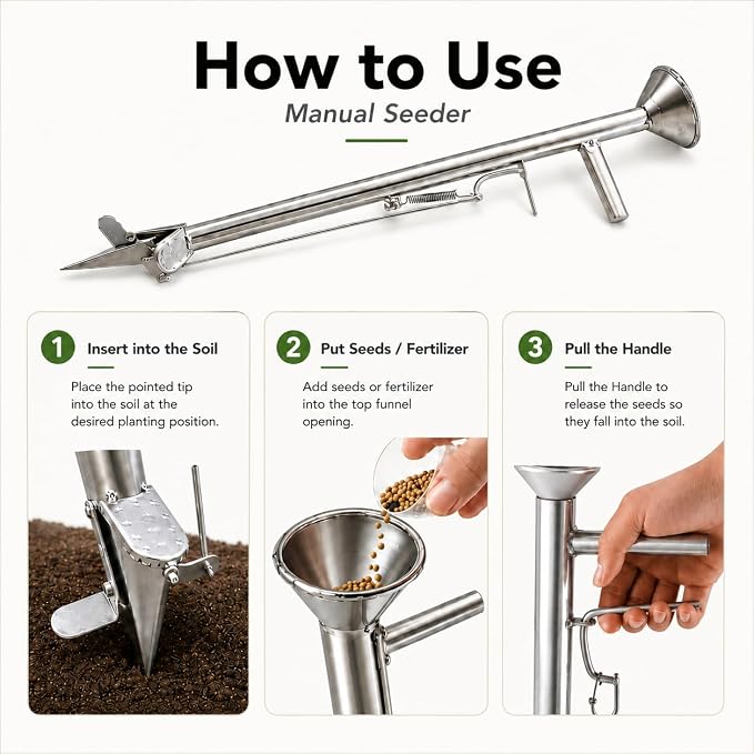 Seed Sower Gardening Tools Fertilizer Applicator Manual Seeder Vegetable Seeder Planter,Sowing and Fertilization,for Agriculture Garden