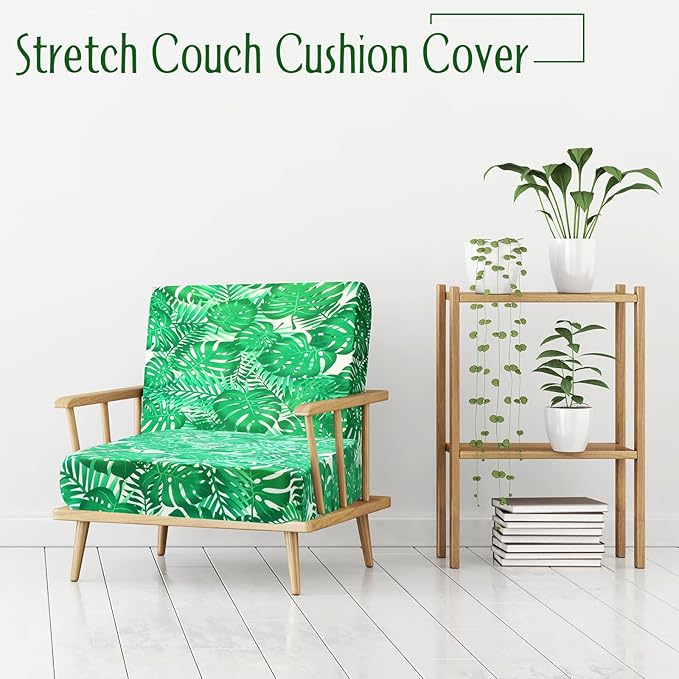 Spiareal 8 Pcs Waterproof Patio Stretch Sofa Cushion Cover, Outdoor Cushion Cover Replacement Include 4 Backrests and 4 Cushions, Sofa Seat Covers Furniture Protector(Monstera)