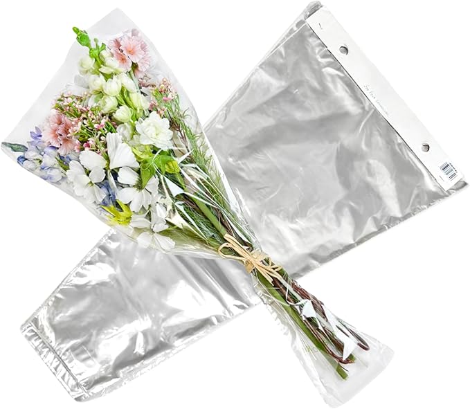 Holiday Designs - 100 Pcs Bottom Sealed Clear Bouquet Sleeves - Waterproof Floral Wraps for Fresh Flower Arrangements - 1.2 Mil Thick (15” x 25” x 5”) - Pack of 100