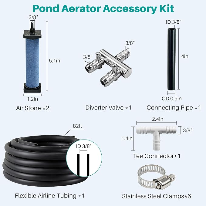 Biling Pond Aerator, Ultra Quiet 43dB 635GPH Pond Air Pump, IP55 Waterproof Septic Aerator for Outdoor Ponds, Koi Ponds, Water Gardens and Septic Tank