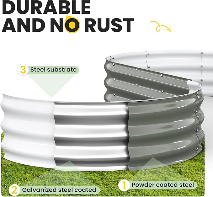 Pattiumo Galvanized Raised Garden Bed 6x3x1 FT, Oval Metal Raised Garden Bed Outdoor Planter Box with Open Bottom, Rust-Resistant Steel Garden Bed for Vegetables Herbs Flowers, Easy Assembly