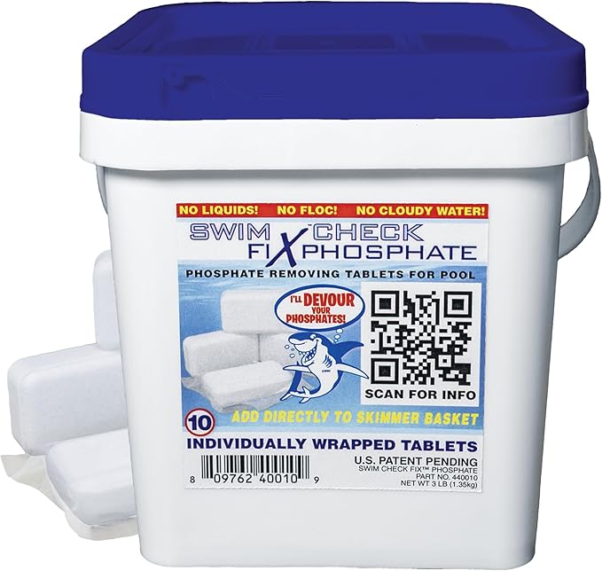 Fix Phosphate Remover Tablets – 10 Count | Time-Release Tabs for Pool Phosphate Removal | Clear Water Solution for Saltwater & Freshwater Pools | Easy Skimmer Application, No Cloudiness