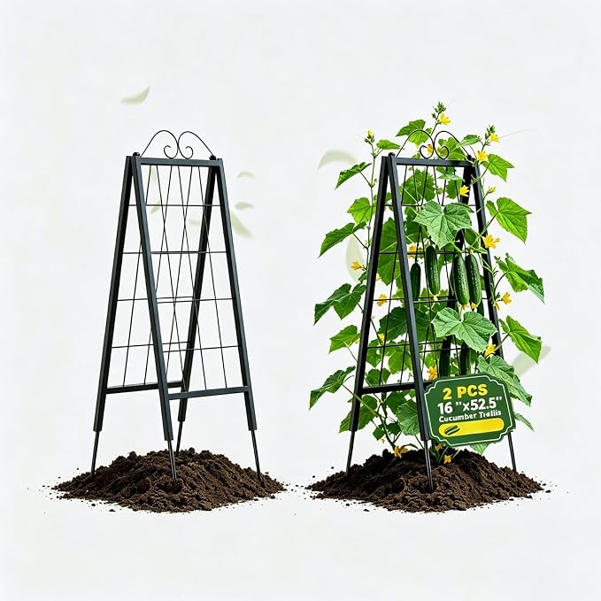 Zhongma Metal Garden Trellises … (16" x 52.5"H A-Frame 2 Pack)