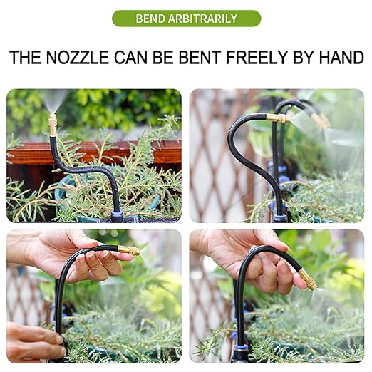 Drip Irrigation Kit Automatic Watering System for Potted Plants, 360 Degree Adjustable Copper Micro Sprinklers, Quick Connect Tubing Fittings for Garden, Lawn, Patio, Balcony(15 Nozzles Ⅱ)