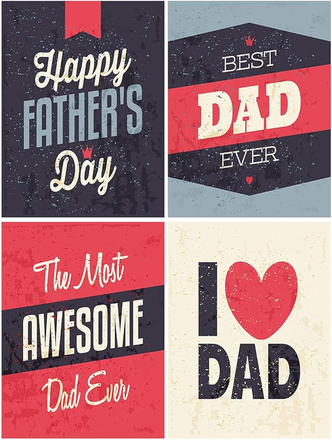 Wamika Happy Father's Day Vintage Super Dad Double Sided House Flag Garden Banner 28" x 40", Love The Best Awesome Dad Father Garden Flags for Anniversary Yard Outdoor Decoration