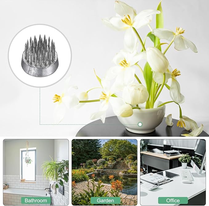 M METERXITY 12-Pack Flower Frog 0.9" Round Steel Flower Pins Flower Frog Holder Flower Arranger Fixed Tools Floral Frog for Arrangements Vase/Plant Decoration/Home Decor [1.1cm Pins]