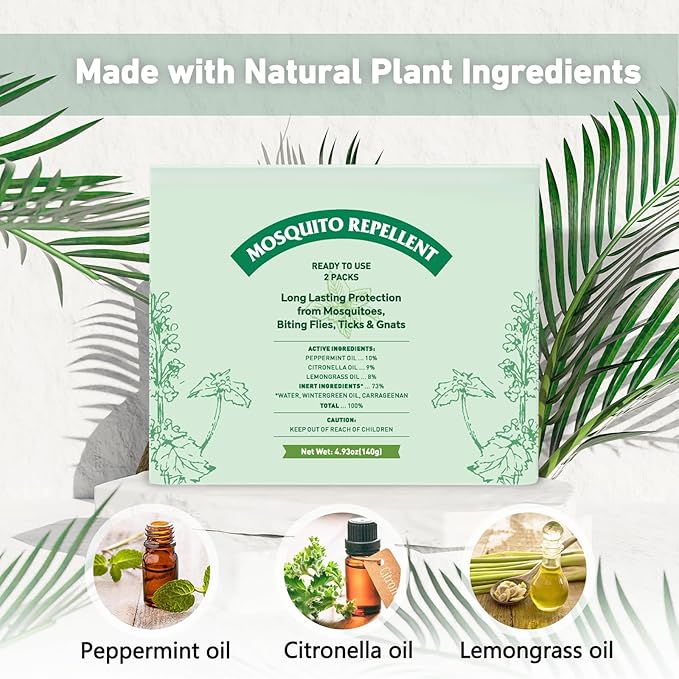 Mosquito Repellent, Peppermint Oil to Repel Mosquito, Ticks, Gnats and Pest, Insect Repellent for Indoor and Outdoor, 2 Pack